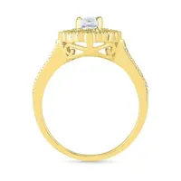 Womens Lab Created White Sapphire 10K Gold Cocktail Ring