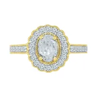 Womens Lab Created White Sapphire 10K Gold Cocktail Ring