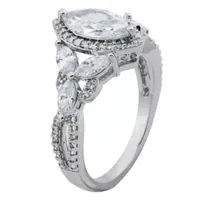 DiamonArt® Womens CT. T.W. White Cubic Zirconia Sterling Silver Engagement Ring