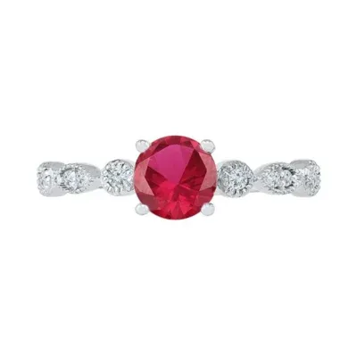 Womens Lab Created Red Ruby Sterling Silver Cocktail Ring