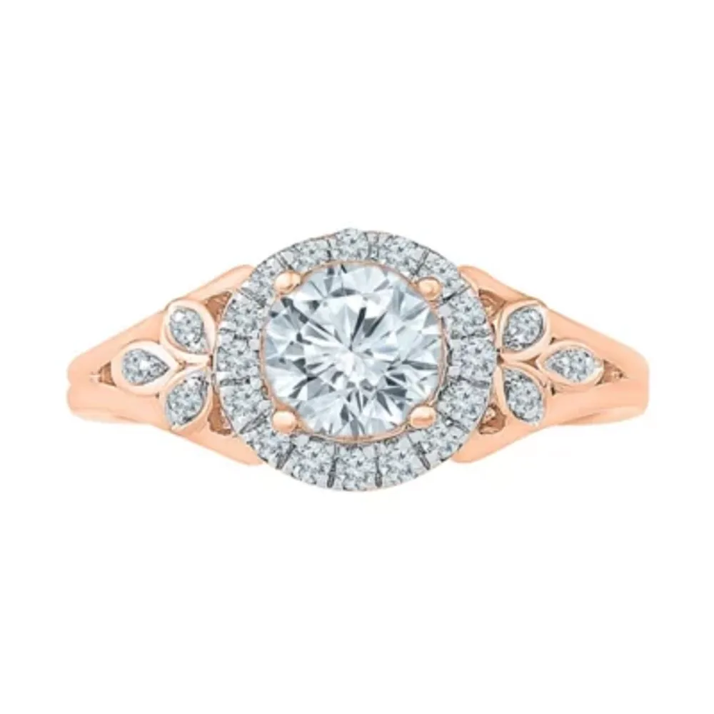 Womens Lab Created White Sapphire 10K Rose Gold Cocktail Ring