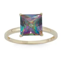Womens Genuine Topaz 10K Gold Solitaire Cocktail Ring