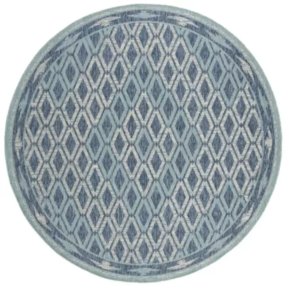 Safavieh Courtyard Collection Trent Geometric Indoor/Outdoor Round Area Rug