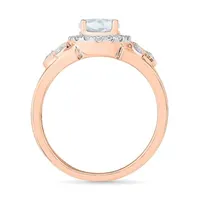 Womens Lab Created White Sapphire 10K Rose Gold Cocktail Ring