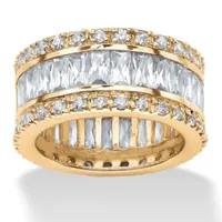 DiamonArt® 11.5MM White Cubic Zirconia 18K Gold Over Silver Round Band