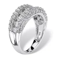 DiamonArt® Womens CT. T.W. White Cubic Zirconia Platinum Over Silver Round Engagement Ring