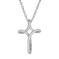 Womens Sterling Silver Cross Knot Pendant Necklace