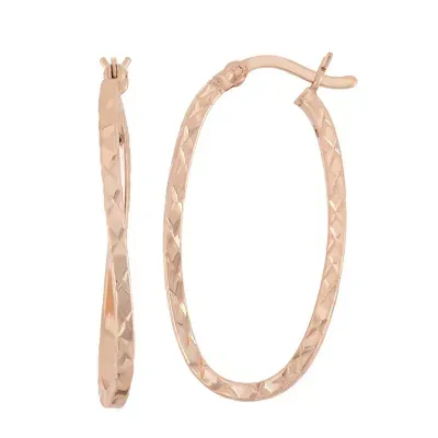 10K Rose Gold Over Silver 30.1mm Hoop Earrings