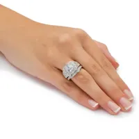 DiamonArt® Womens 2 1/3 CT. T.W. White Cubic Zirconia Platinum Over Silver Square Bridal Set