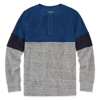 Arizona Little & Big Boys Long Sleeve Henley Shirt