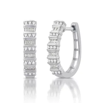 Womens 1/2 CT. T.W. Natural White Diamond 10K Gold 19.5mm Hoop Earrings
