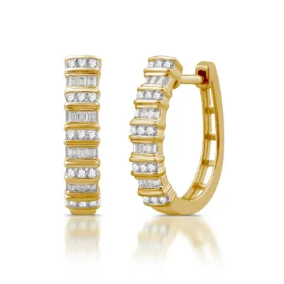 1/2 CT. T.W. Natural White Diamond 10K Gold 19.5mm Hoop Earrings