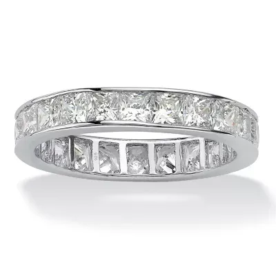 DiamonArt® 4MM 5 1/4 CT. T.W. White Cubic Zirconia Platinum Over Silver Square Band