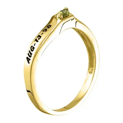 Personalized Womens Simulated Multi Color Stone 10K Gold Stackable Ring