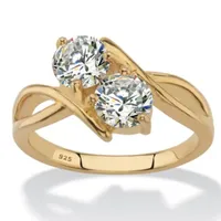 DiamonArt® Womens 2 CT. T.W. White Cubic Zirconia 14K Gold Over Silver Round Cocktail Ring