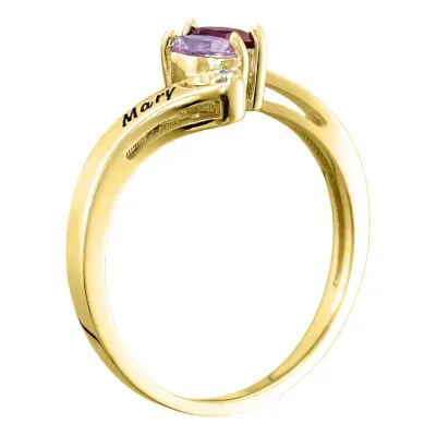 Womens Simulated Multi Color Stone 10K Gold Bypass  Cocktail Ring