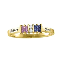 Womens Simulated Multi Color Stone 10K Gold Square Cocktail Ring