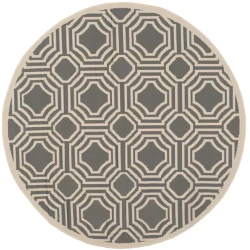 Safavieh Courtyard Collection Torma Geometric Indoor/Outdoor Round Area Rug