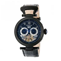 Heritor Automatic Ganzi Mens Leather Day&Date-Black/Navy Watches