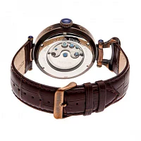 Heritor Automatic Ganzi Mens Leather Day&Date-Bronze/Silver Watches