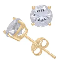 3/4 CT. T.W. White Zirconia 14K Gold 6mm Round Stud Earrings