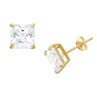 3/4 CT. T.W. White Zirconia 14K Gold 6mm Square Stud Earrings