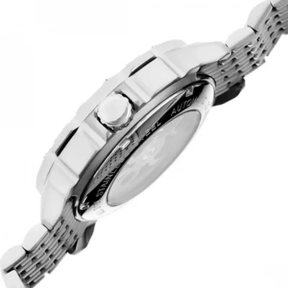 Heritor Automatic Carter Mens Skeleton Dial Bracelet Watch-Silver Tone/Black Watch