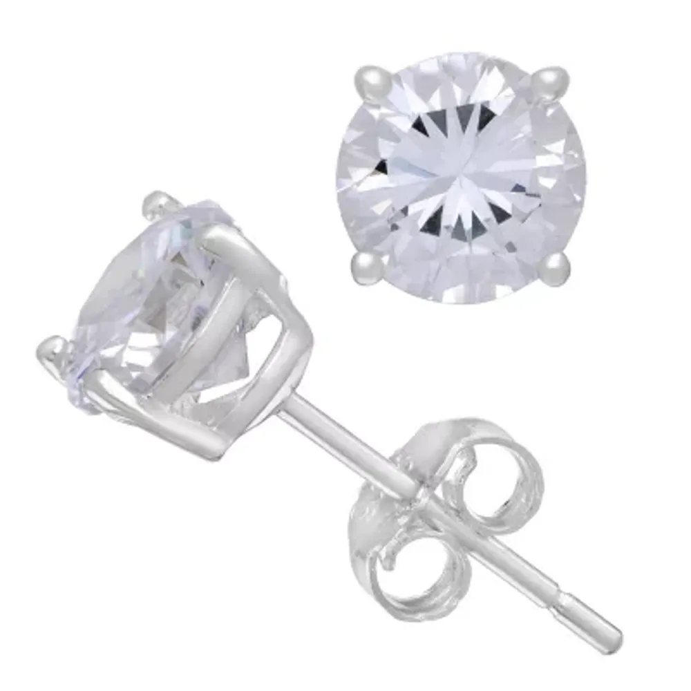 3/4 CT. T.W. White Zirconia 14K White Gold 6mm Round Stud Earrings