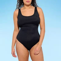 Decree Womens Textured One Piece Swimsuit Juniors