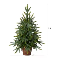 Nearly Natural Planter And Clear Lights 2 1/2 Foot Pre-Lit Christmas Tree