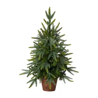 Nearly Natural Planter And Clear Lights 2 1/2 Foot Pre-Lit Christmas Tree