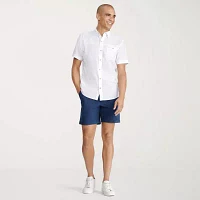 IZOD Dockside Chambray Mens Regular Fit Short Sleeve Button-Down Shirt
