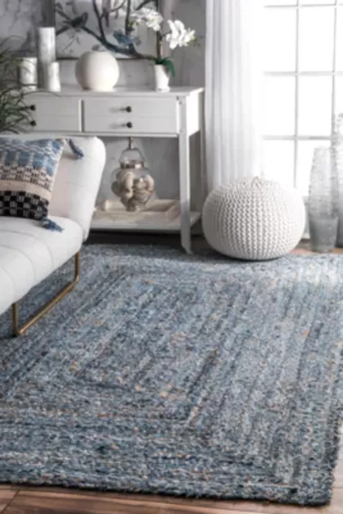 NuLoom Hand Braided Otelia Denim And Jute Rectangular Rug