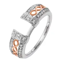 Womens 1/4 CT. T.W. Natural White Diamond 14K Two Tone Gold Side Stone Ring Enhancer