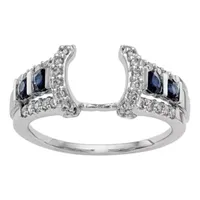 Womens 3/8 CT. T.W. Natural Blue Diamond 14K White Gold Ring Enhancer