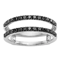 Midnight Black Womens 1/ CT. T.W. Natural Diamond 14K White Gold Wedding Ring Guard