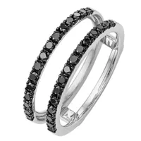 Midnight Black Womens 1/ CT. T.W. Natural Diamond 14K White Gold Wedding Ring Guard