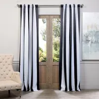 Exclusive Fabrics & Furnishing Awning Stripe Light-Filtering Rod Pocket Back Tab Single Curtain Panel