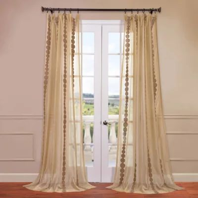 Exclusive Fabrics & Furnishing Cleopatra Embroidered Rod Pocket Sheer Single Curtain Panels