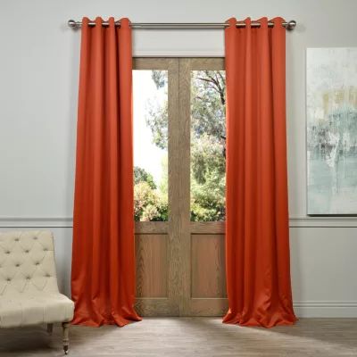 Exclusive Fabrics & Furnishing Solid Grommet Top Light-Filtering Single Curtain Panels