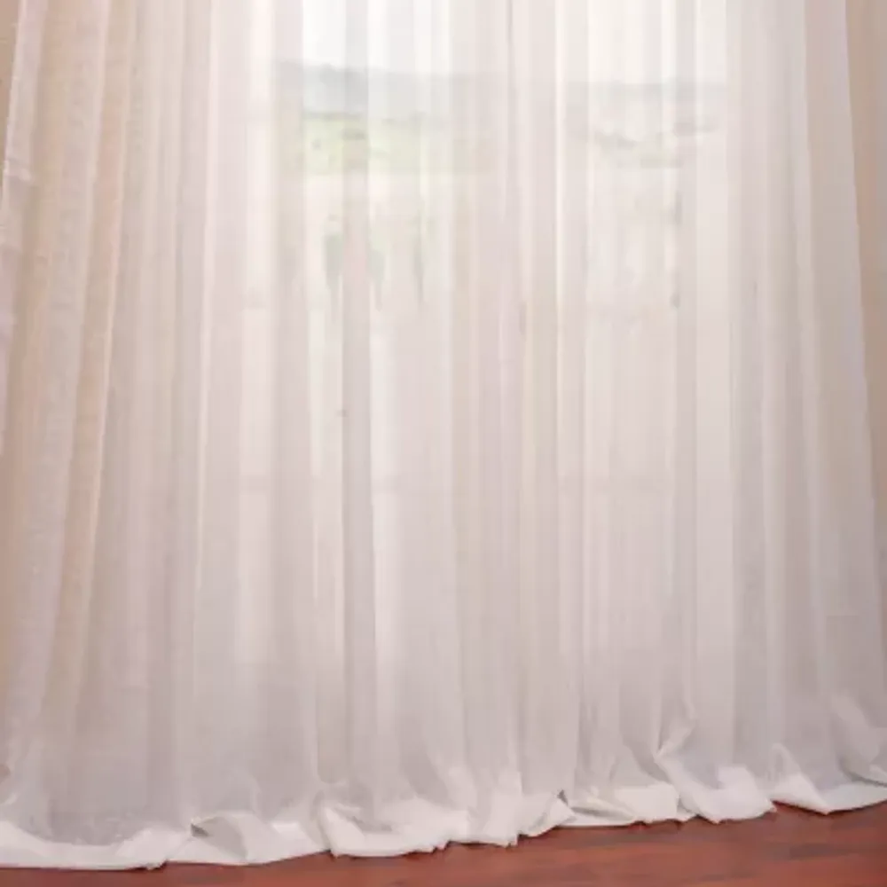 Exclusive Fabrics & Furnishing Extra Wide Double Layered Solid Sheer Rod Pocket Single Curtain Panel