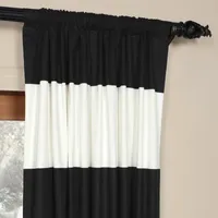 Exclusive Fabrics & Furnishing Horizontal Stripe 100% Cotton Energy Saving Light-Filtering Rod Pocket Back Tab Single Curtain Panel