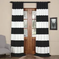 Exclusive Fabrics & Furnishing Horizontal Stripe 100% Cotton Energy Saving Light-Filtering Rod Pocket Back Tab Single Curtain Panel