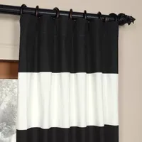 Exclusive Fabrics & Furnishing Horizontal Stripe 100% Cotton Energy Saving Light-Filtering Rod Pocket Back Tab Single Curtain Panel