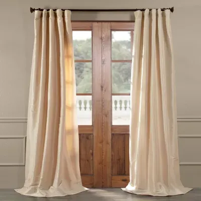 Exclusive Fabrics & Furnishing Faux Silk Taffeta Energy Saving Light-Filtering Rod Pocket Single Curtain Panel