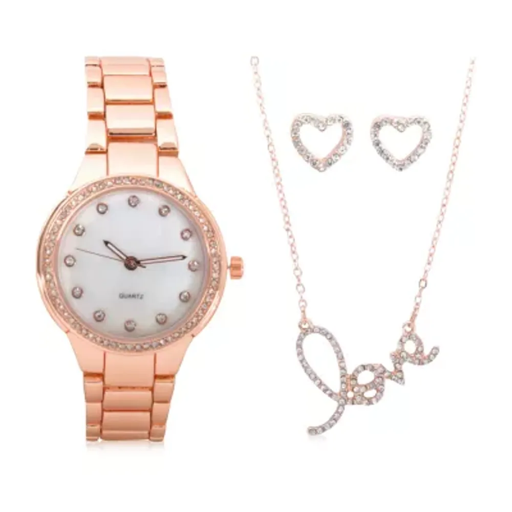 Mixit Sets Womens Rose Goldtone 4-pc. Watch Boxed Set Wac7195jc