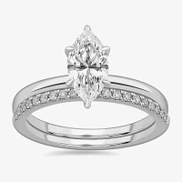 Womens 1 1/4 CT. T.W. Lab Grown White Diamond 14K White Gold Marquise Solitaire Bridal Set