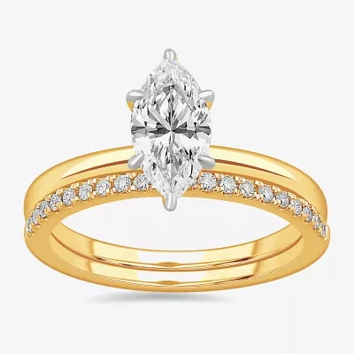 Womens 1 1/4 CT. T.W. Lab Grown White Diamond 14K White Gold Marquise Solitaire Bridal Set