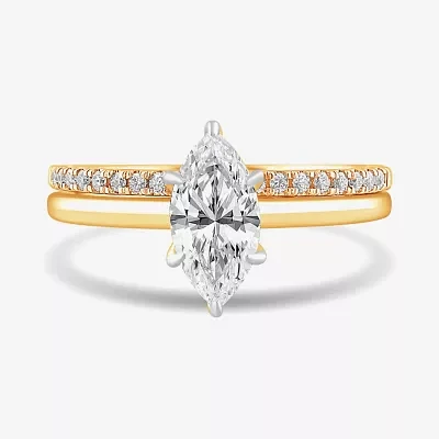 Womens 1 1/4 CT. T.W. Lab Grown White Diamond 14K White Gold Marquise Solitaire Bridal Set