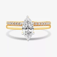 Womens 1 1/4 CT. T.W. Lab Grown White Diamond 14K White Gold Marquise Solitaire Bridal Set